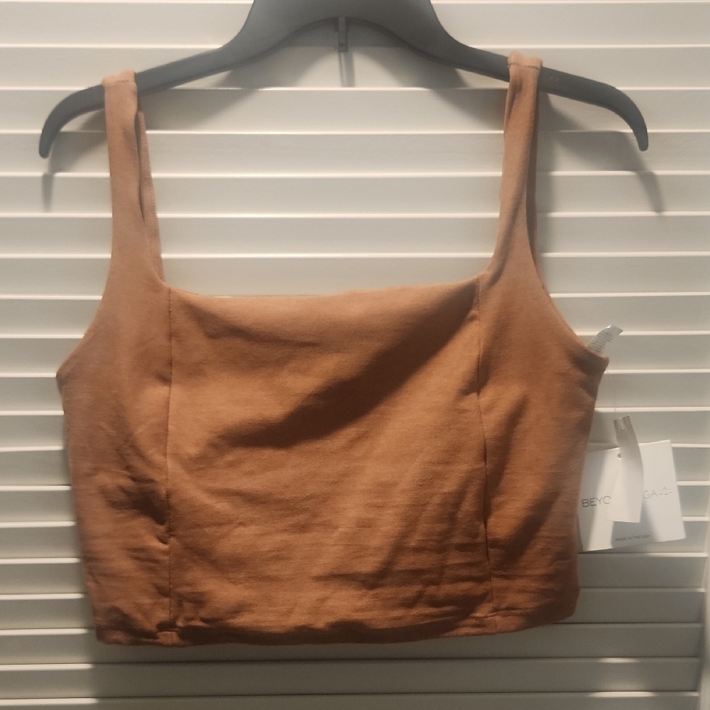 Beyond Yoga Brown Fitted Crop Tank Top